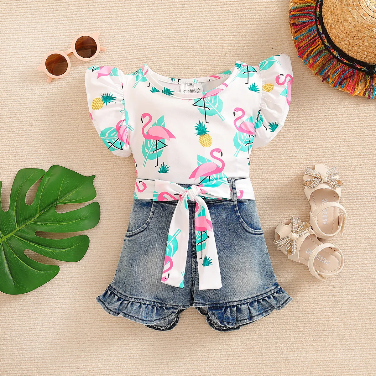 Ropa de verano para niño niña, moda coreana, camisetas sin mangas con estampado de sandías para bebé + pantalones cortos de mezclilla, ropa de Boutique para niños BC1853 - imagen 5