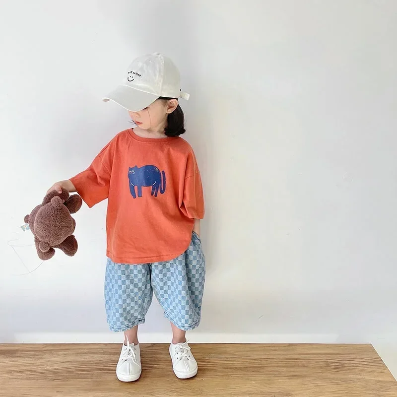 Camiseta de manga corta para niña con estampado de dibujos estilo coreano - imagen 5