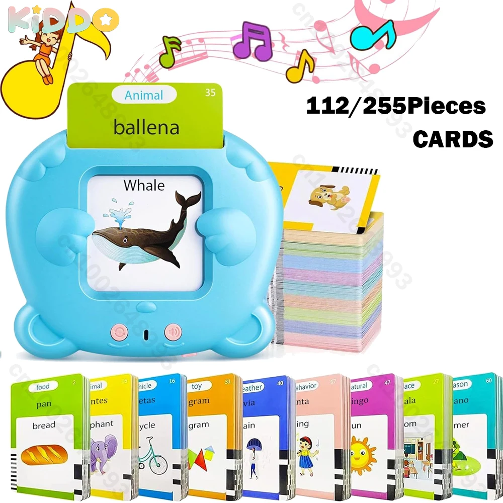 Tarjetas Flash parlantes para bebés, tarjetas educativas tempranas para entrenamiento de idiomas, palabras de visión para niños pequeños, juguetes Montessori, discurso de Navidad