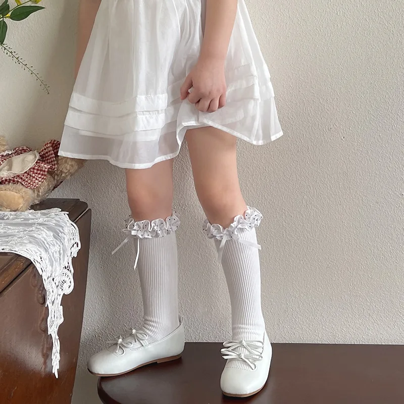Calcetines escolares de algodón con encaje para niños - imagen 5