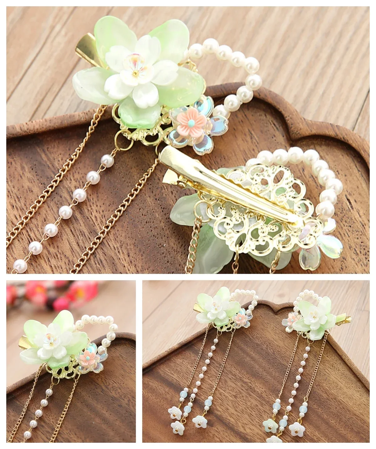 Clip de pelo de flores Hanfu de estilo chino antiguo para niños, tocados pequeños girlantique, tarjeta de pelo, tocado de súper Hada, nuevo - imagen 2