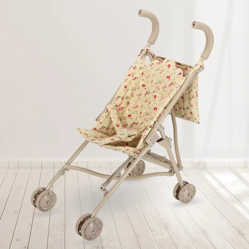 High View Baby Small Floral Cushion Trolley For Doll Toys High Appearance Level Children's Trolley Toy Stroller - imagen 5