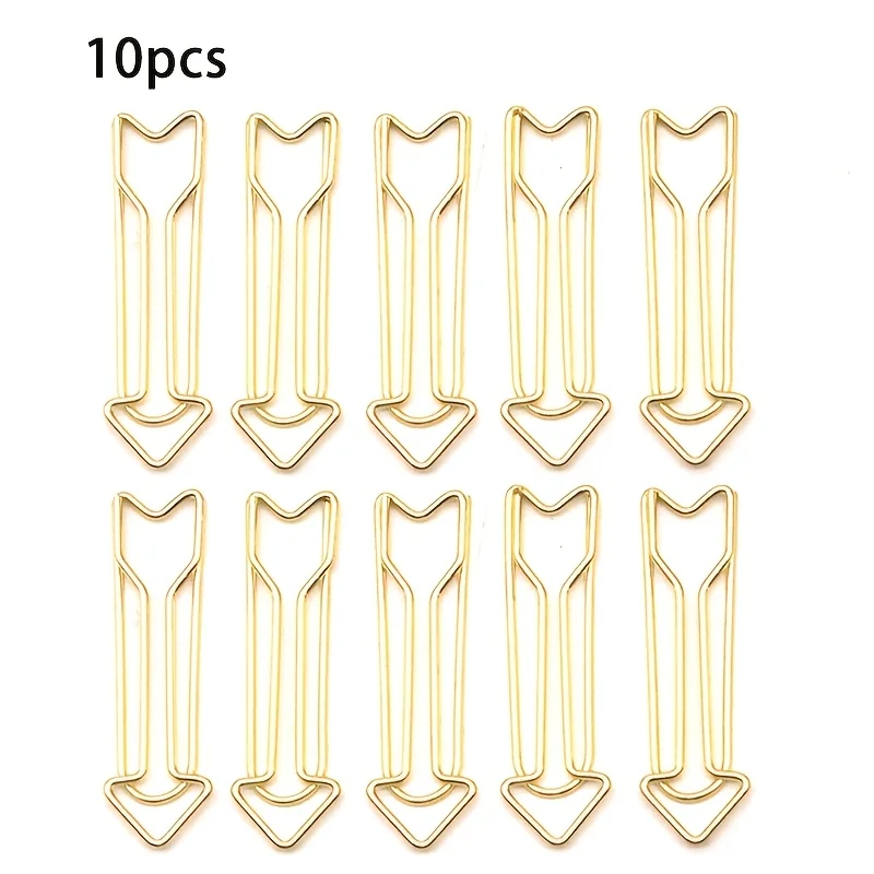 10pcs Arrow-Shaped Metal Paper Clips - for Office, Memo, and File Binding, Durable Metal Construction, Paper Clips for Desk - imagen 3