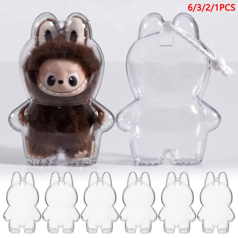 1/2/3/6 Uds carcasa transparente para Labubu Mini funda protectora a prueba de polvo para Labubu V4 Pin para serie Love accesorios de muñecos de peluche