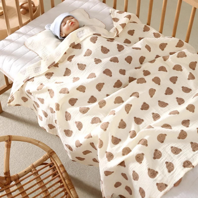Manta de muselina para bebé recién nacido, manta Guaze de algodón de 2 capas, Toalla de baño para Baby Shower, manta envolvente para dormir para niños pequeños - imagen 3