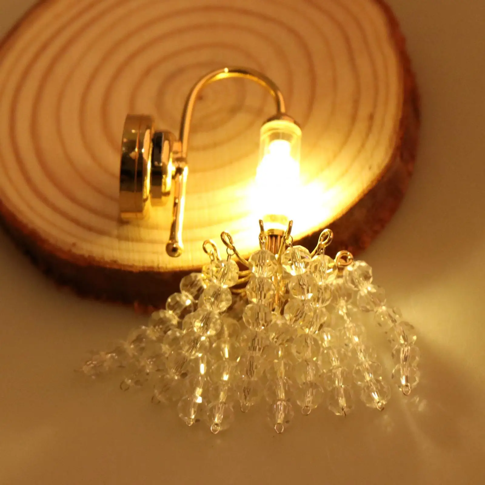 1:12 Dollhouse Miniature LED Wall Lamp Scenery Supplies Furniture Ornaments for Office Dining Room Kitchen Halls Living Room