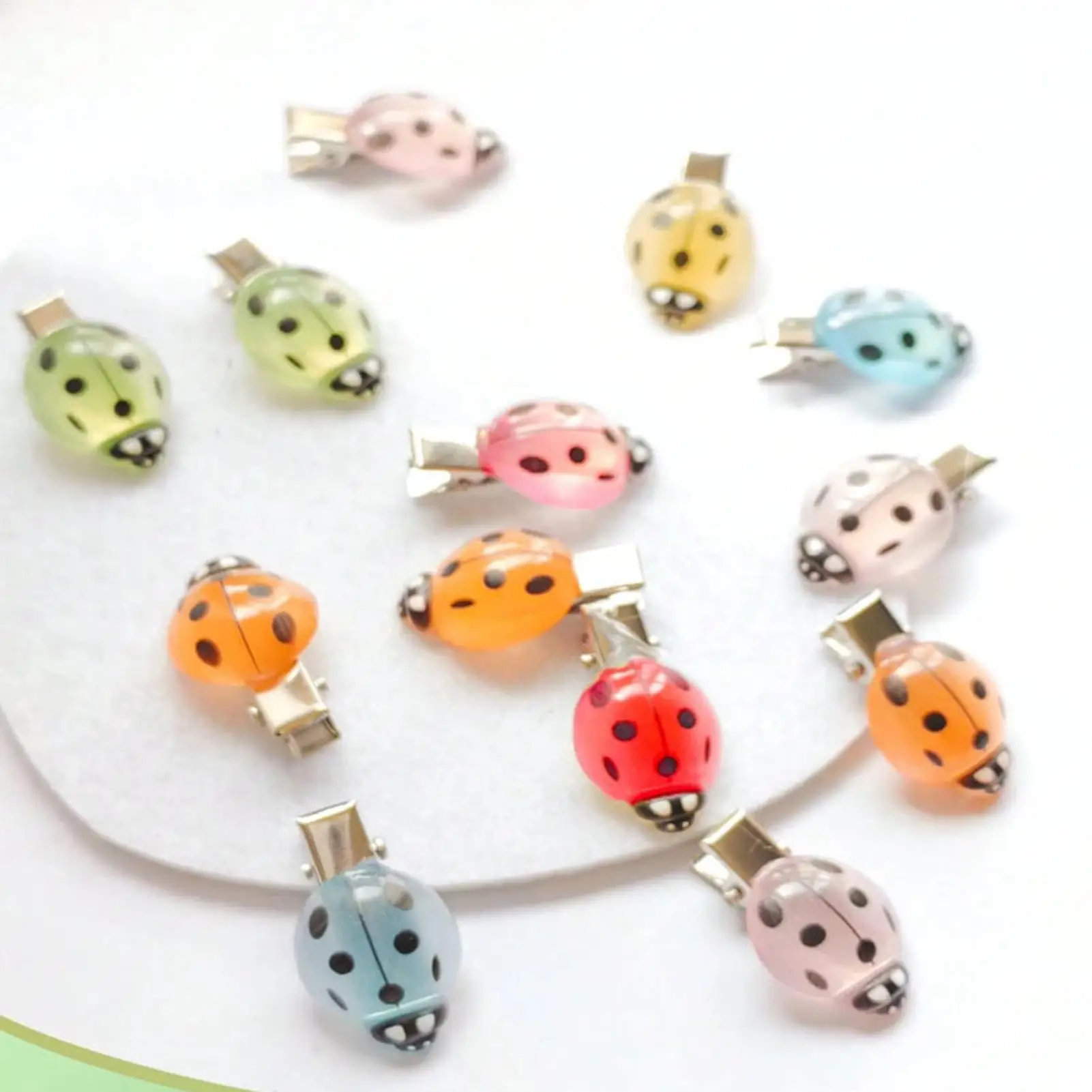 Pinzas para el cabello lindas, 10 piezas, abrazadera de mariquita divertida, pinzas para el cabello de estilo lindo luminoso para adolescentes, niños, niñas, citas, fiesta, escuela al aire libre - imagen 2