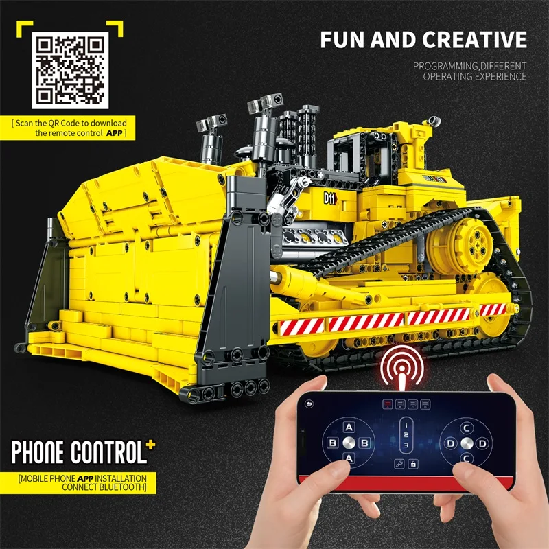 1836 Uds D11 Bulldozer Control remoto vehículo de ingeniería bloques de construcción RC coche modelo ladrillos DIY juguetes para niños regalos de cumpleaños - imagen 3