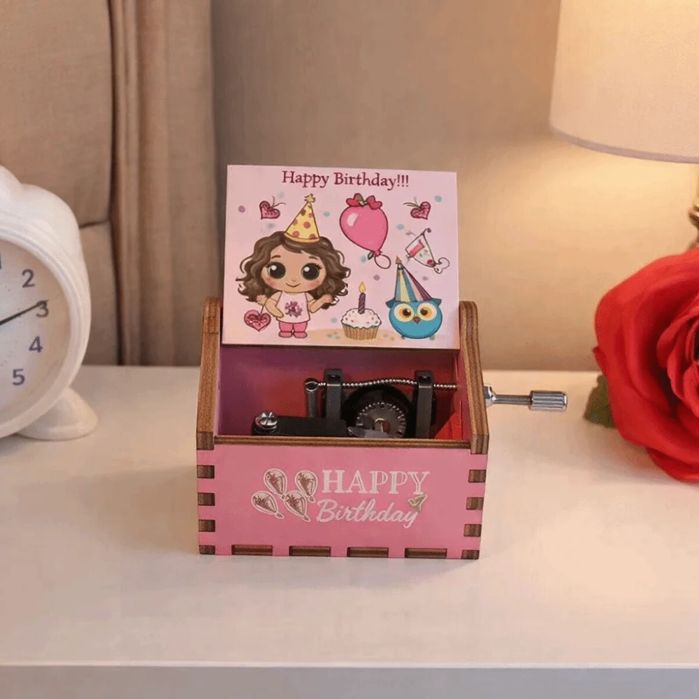 Caja de música de madera con grabado láser retro para niños - imagen 3