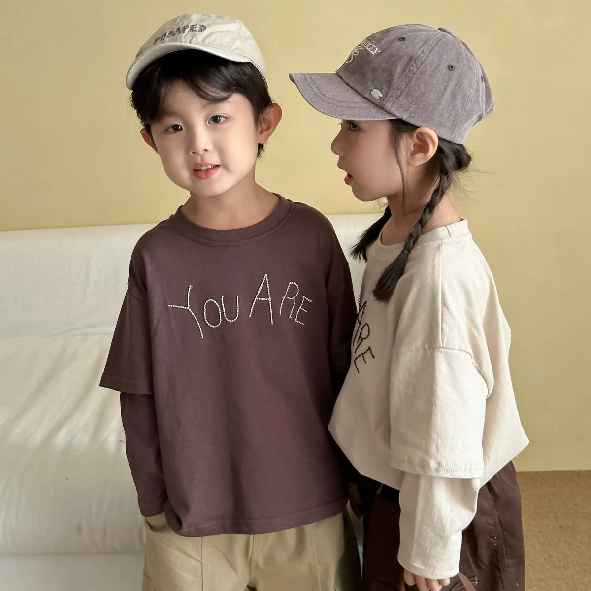Nuevas camisetas holgadas de manga larga de otoño para niños, camisetas informales de algodón con letras para niñas, camisetas de fondo versátiles, ropa para niños - imagen 4