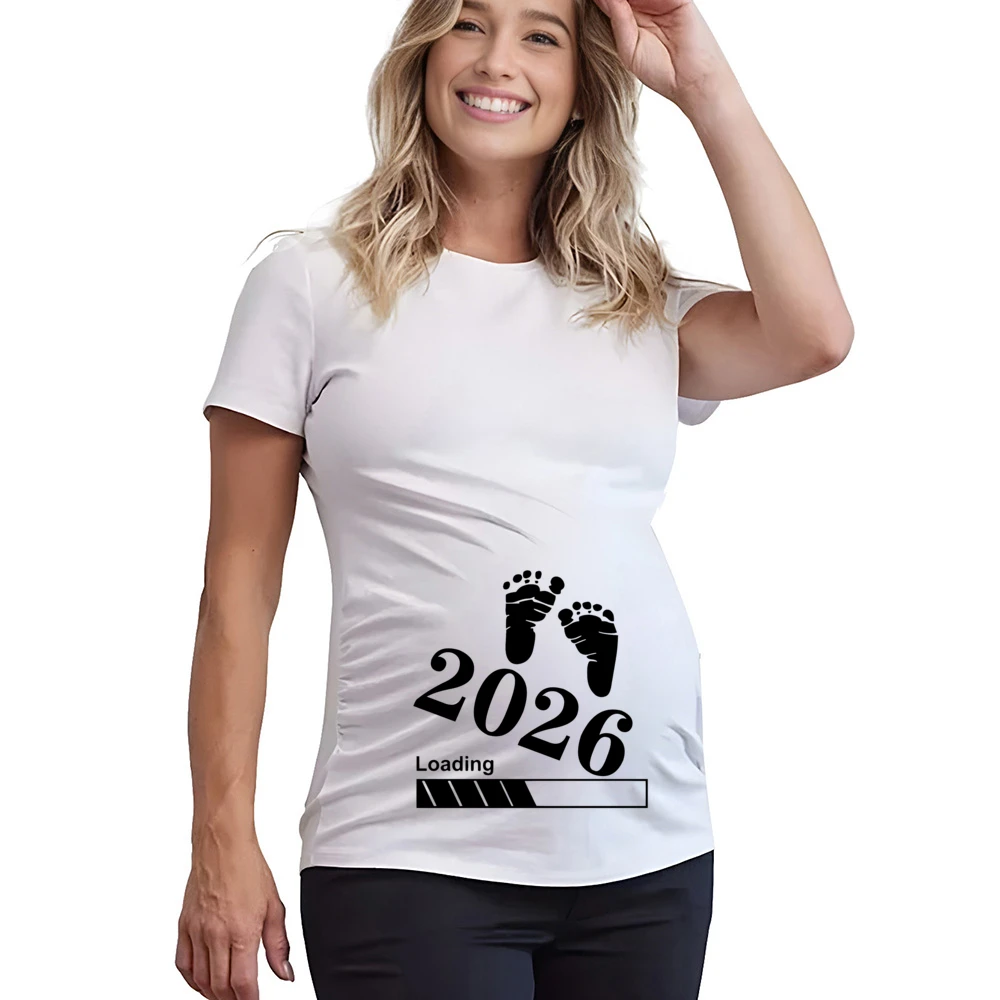 Camisas de maternidad con estampado de carga de bebé 2026, camiseta de anuncio de embarazo para mujer, ropa de embarazo femenina, camisetas de verano para nueva mamá - imagen 3