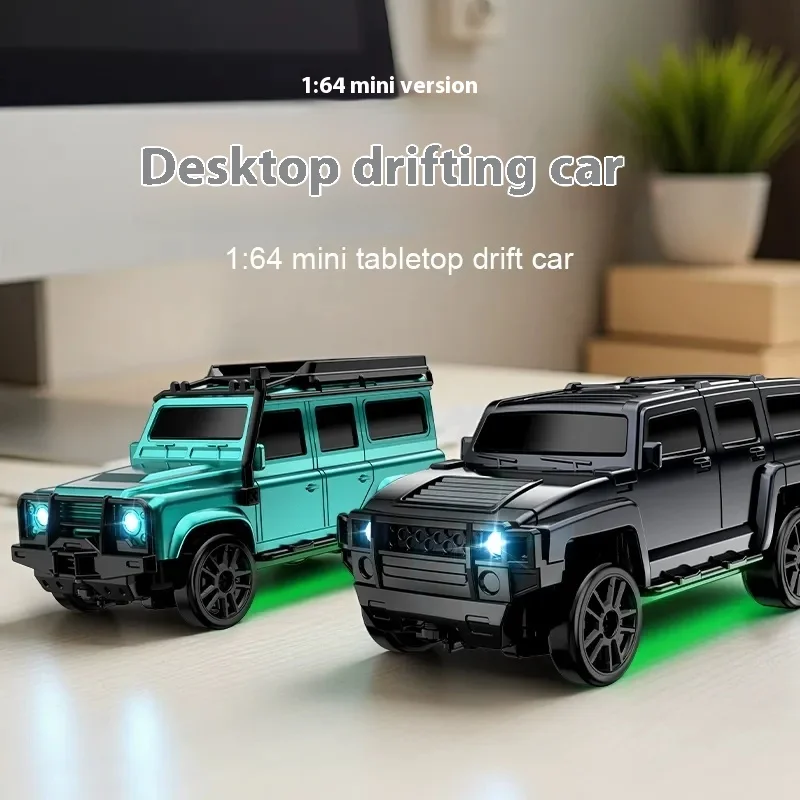 1/64 RC Drift Car 2,4G escala completa todoterreno Control remoto vehículo de carreras Mini mesa coches de escritorio juguetes para niños Navidad - imagen 2