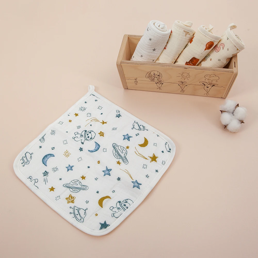 Toalla de lavado para bebé, manta para recién nacido de 25x25Cm para niñas y niños, pañuelo para lavar la cara, toalla de Saliva de gasa de algodón suave reutilizable - imagen 3
