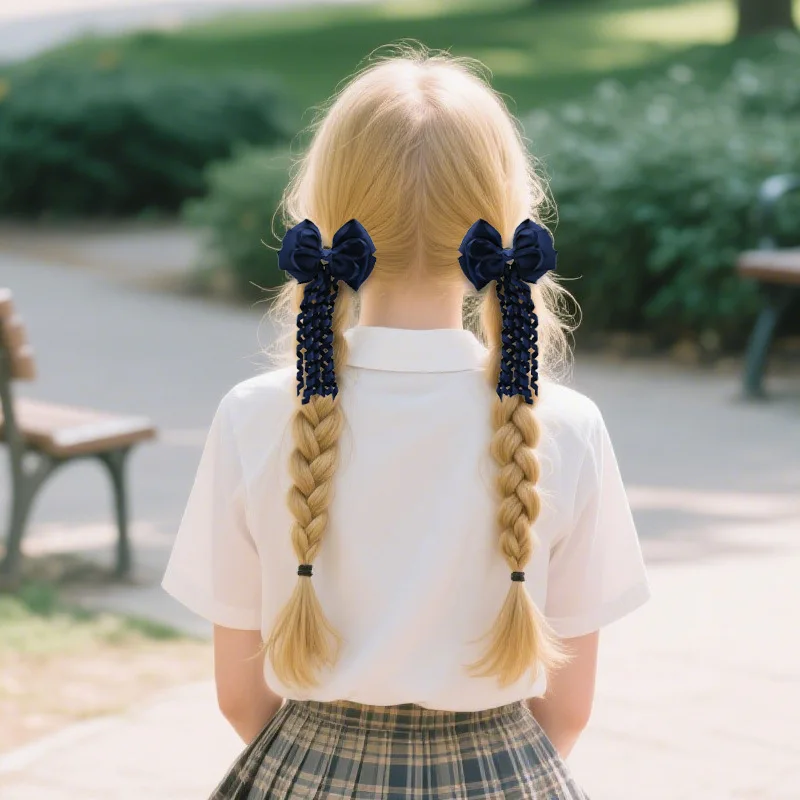 Accesorios cabello niñas porristas: lazos cola de milano con flecos - imagen 2