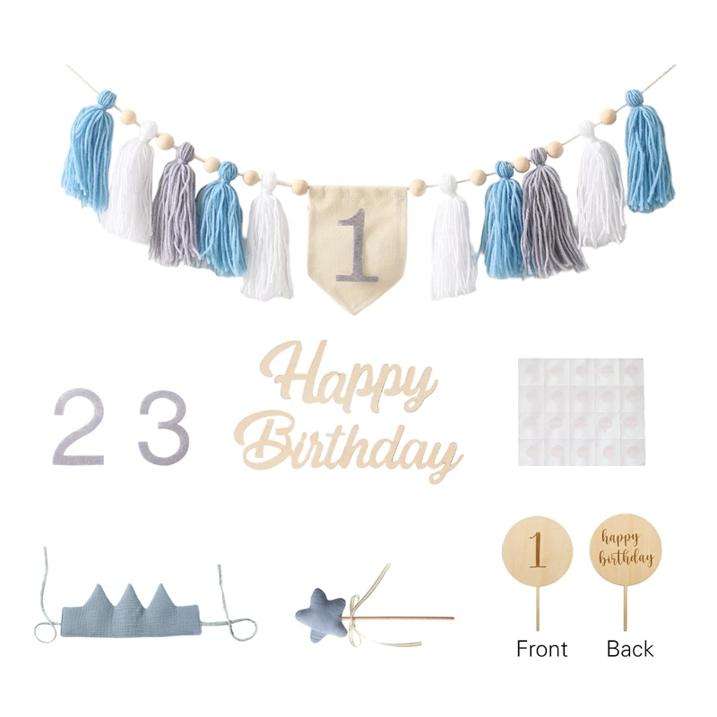 9Pcs Blue Tassel