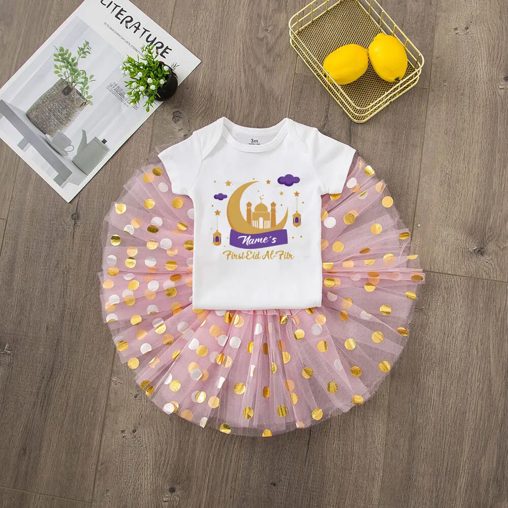 Disfraz personalizado de primer Ramadán para niñas, vestido tutú para niñas, traje de Ramadán Eid para bebés y niños pequeños, conjunto de vestido de Ramadán - imagen 5