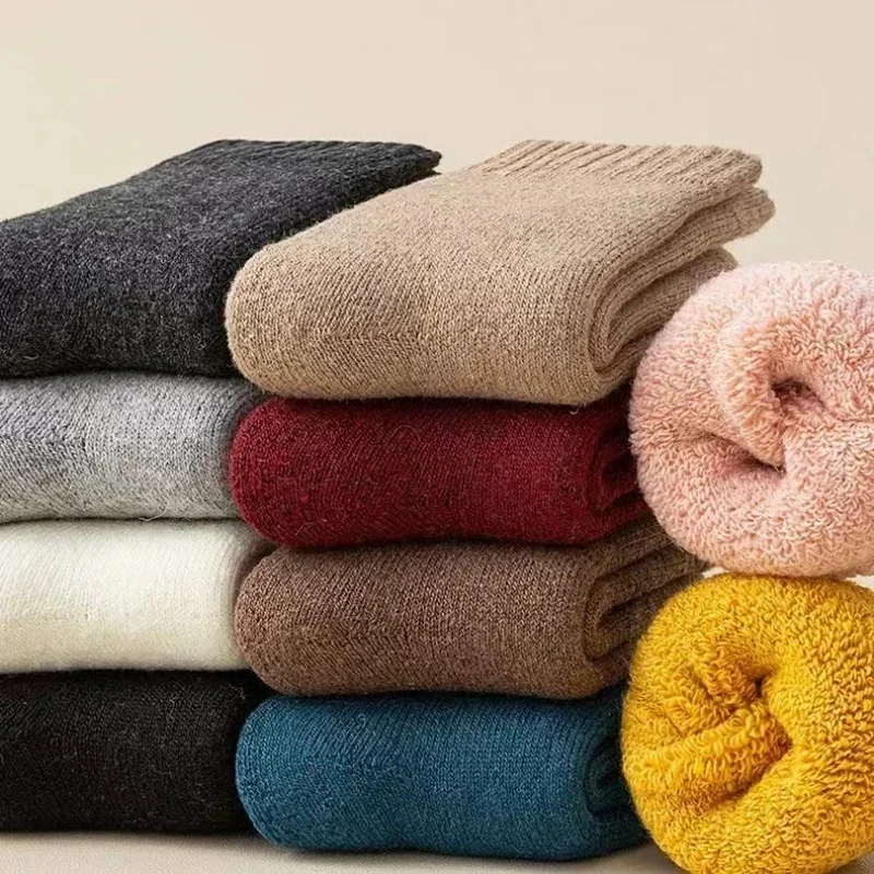 Calcetín cálido de lana para niños y niñas, calcetín de pantorrilla sencillo de Color sólido a la moda para niños, calcetín de lana peluda cálido para otoño e invierno