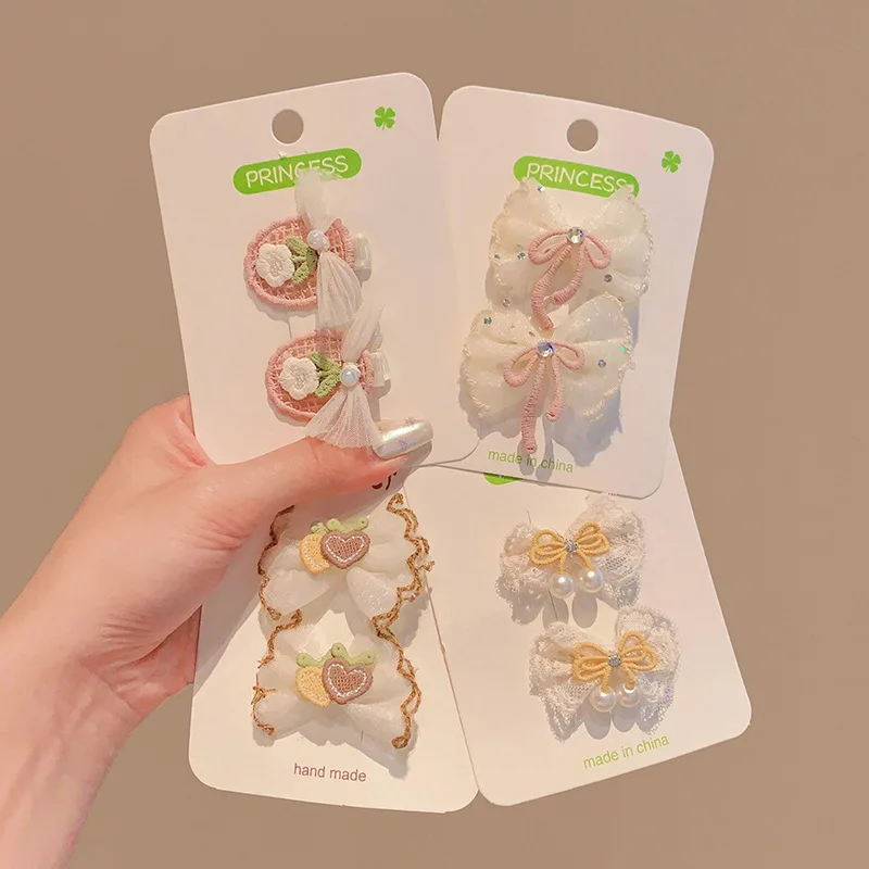 Dulce niños encaje bordado flor arco horquilla lateral flequillo Clip sombreros de bebé niñas niños accesorios para el cabello