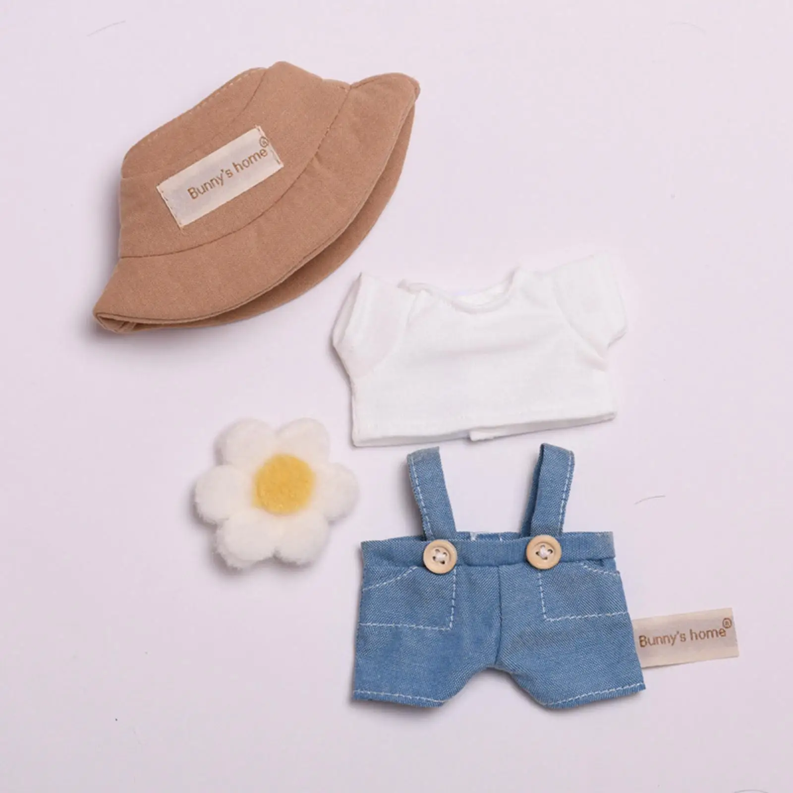 Plush Figure T Shirt and Overalls Hands on for Kids Dress up for 6.69'' Doll