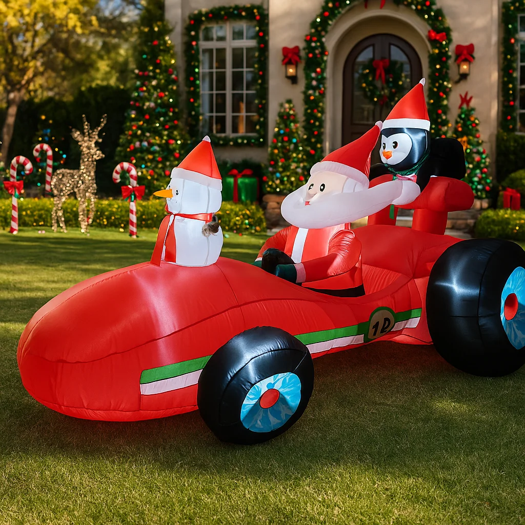 7,8 pies decoraciones inflables para vacaciones al aire libre Santa Claus pingüino muñeco de nieve decoración de patio de Navidad luces de adorno de Navidad juguete para el hogar - imagen 4