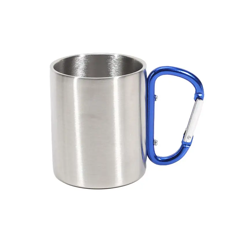 2026 nuevo 220ml Camping viaje taza de acero inoxidable mosquetón gancho mango Picnic taza de agua viaje al aire libre caminata taza portátil - imagen 4