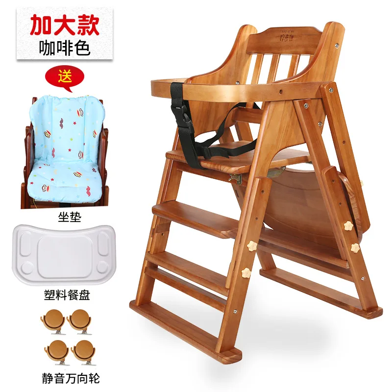 Trona bebé de madera maciza plegable portátil para comer - imagen 4