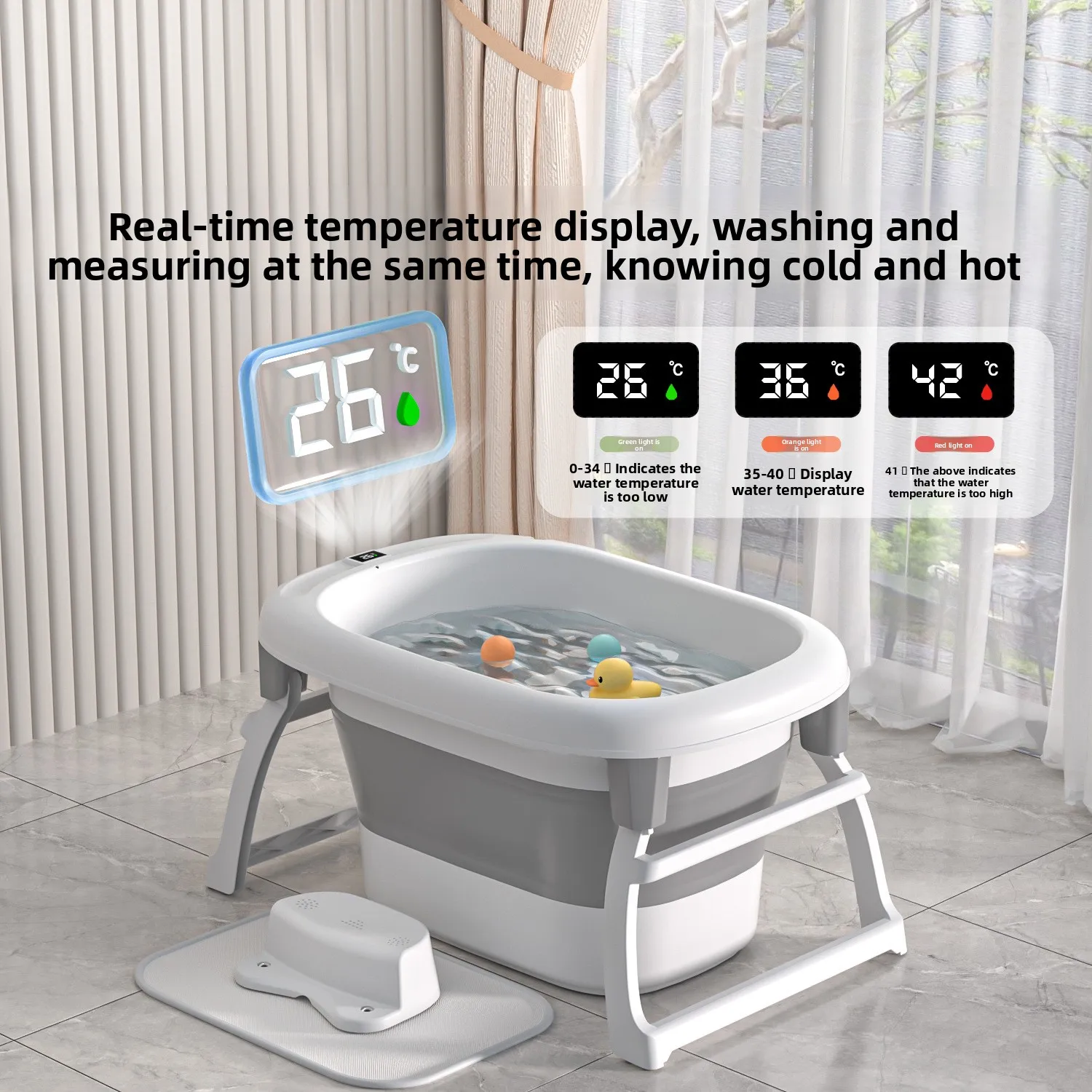 Baño de bebé de 0 a 15 años, cubo de natación grande plegable para sentarse y tumbarse en el hogar, bañera para niños - imagen 2