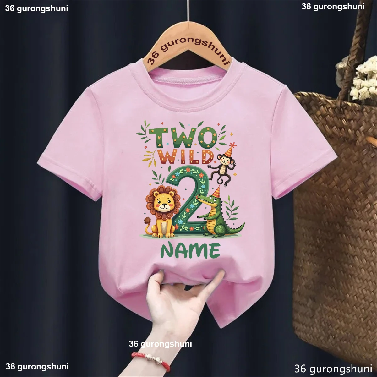 Camiseta infantil de leones, mono y cocodrilo con nombre - imagen 3