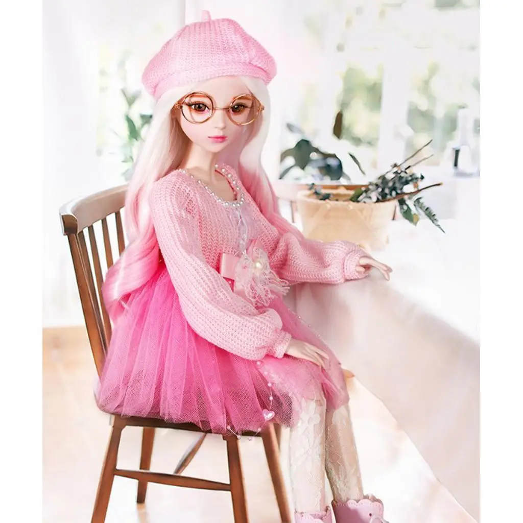 1/ropa de muñecas para niña, muñeca articulada con bola de 60CM, para Night Lolita, vestido de suéter para cena y sombrero, medias, calcetines, trajes
