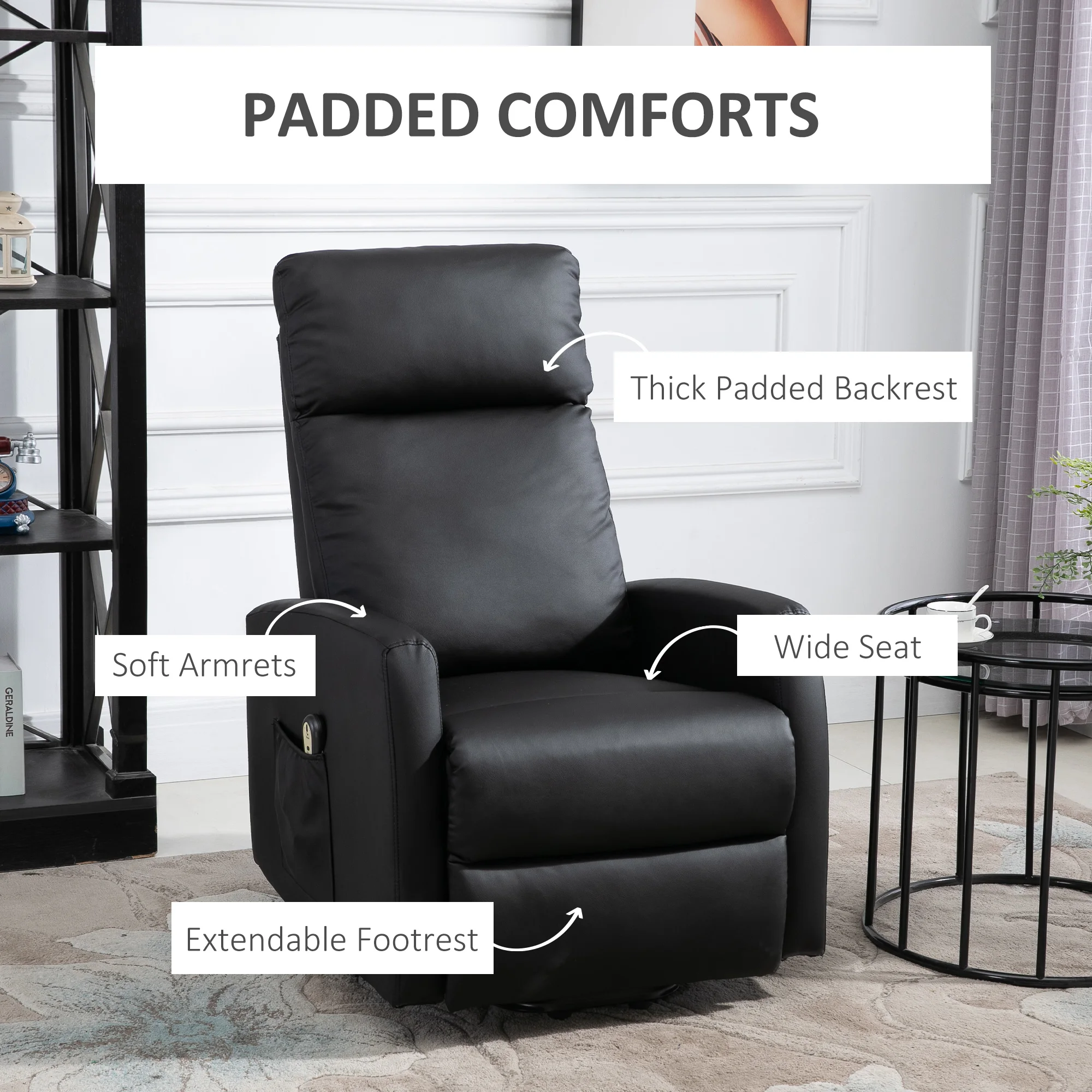 HOMCOM Sillón Levanta Personas Sillón Relax Eléctrico Sillón Elevador Reclinable 145° con Control Remoto Reposapiés para Personas Mayores 67x95x105 cm - imagen 4