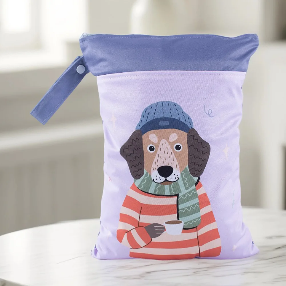 Organizador de almacenamiento para mamá con bolsillos dobles de bloques de color y estampados de dibujos animados Pororo, bolsa de pañales portátil para bebé para viaje, cochecito - imagen 5