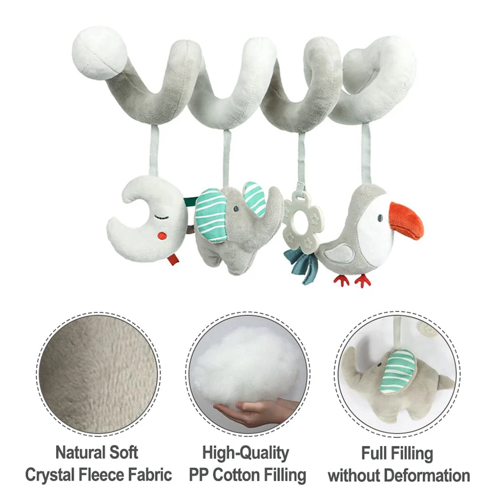 Asiento de coche para bebé, juguete de actividad, peluche en espiral, envoltura colgante alrededor del cochecito, cochecito, juguete sensorial de educación temprana para regalo de niños pequeños - imagen 2