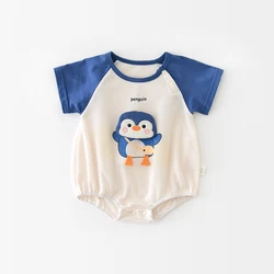 Milancel mono corto de verano para bebé con pingüino 2024