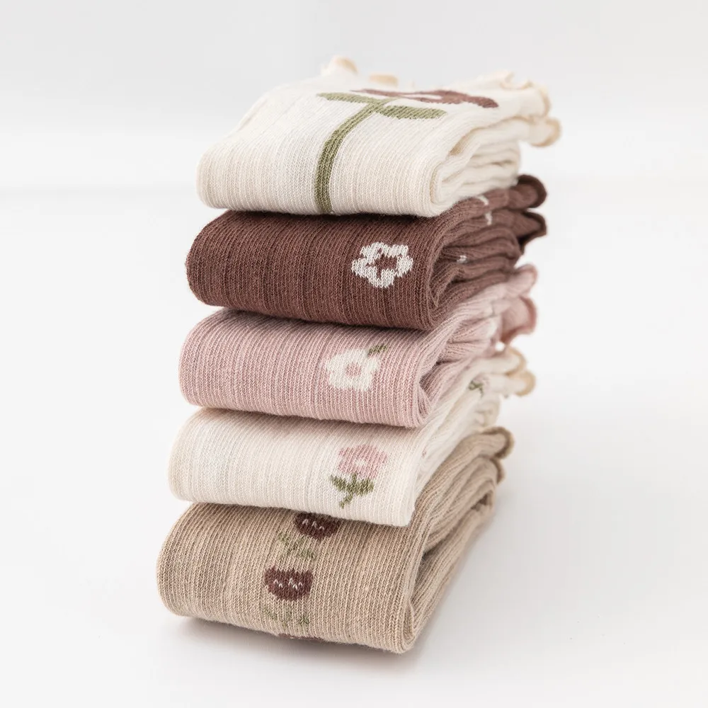 Calcetines de princesa a la moda para bebé, calcetín hasta la rodilla de algodón suave para niños pequeños, calcetines largos florales para niños de 0 a 3 años - imagen 3