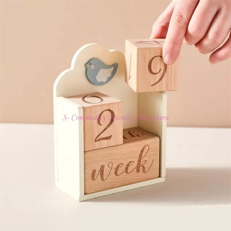 85AE bloques tarjetas madera para bebés, hitos mensuales, grabado cuadrado, tablero hitos cumpleaños para recién