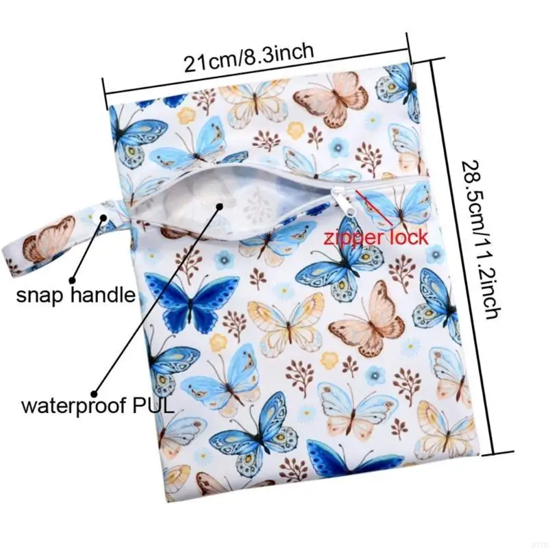 D7YD bolso portátil resistente agua para pañales secos y húmedos con cremallera, bolso para cochecito, bolsa transporte - imagen 3