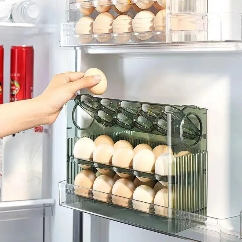 Bandeja portátil para huevos multicapa, soporte para huevos de múltiples capacidades, se puede colocar en el refrigerador, se puede voltear automáticamente - imagen 2