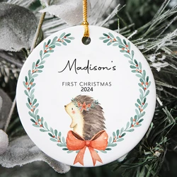 Adorno de Navidad bebé erizo personalizado primer recuerdo