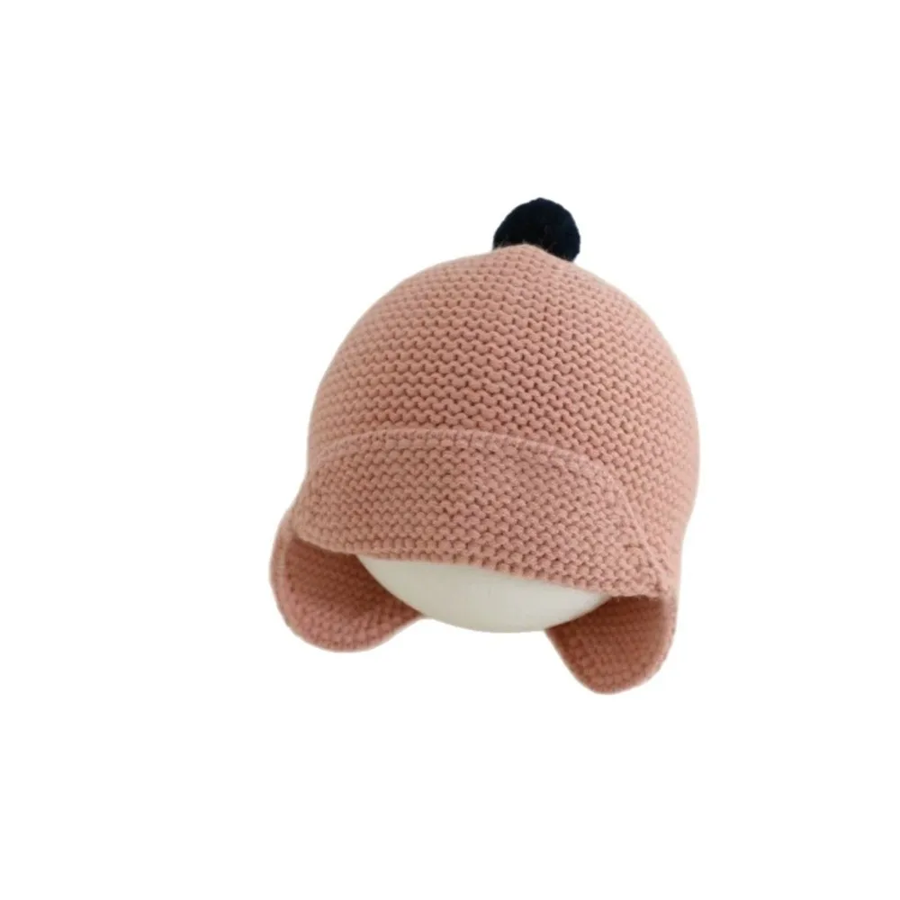 Nuevo Orejeras cálidas de invierno, gorro tejido de Color sólido a prueba de viento, gorro cálido de diseño bonito para niños y niñas - imagen 5