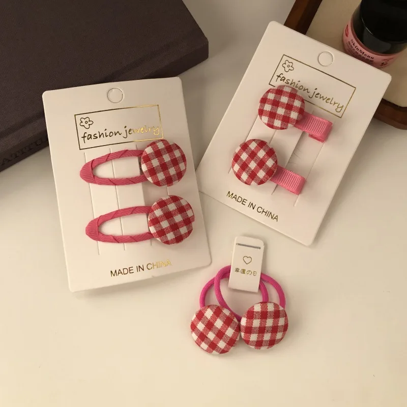 Pinza de pelo infantil a cuadros para flequillo – estilo kawaii - imagen 4