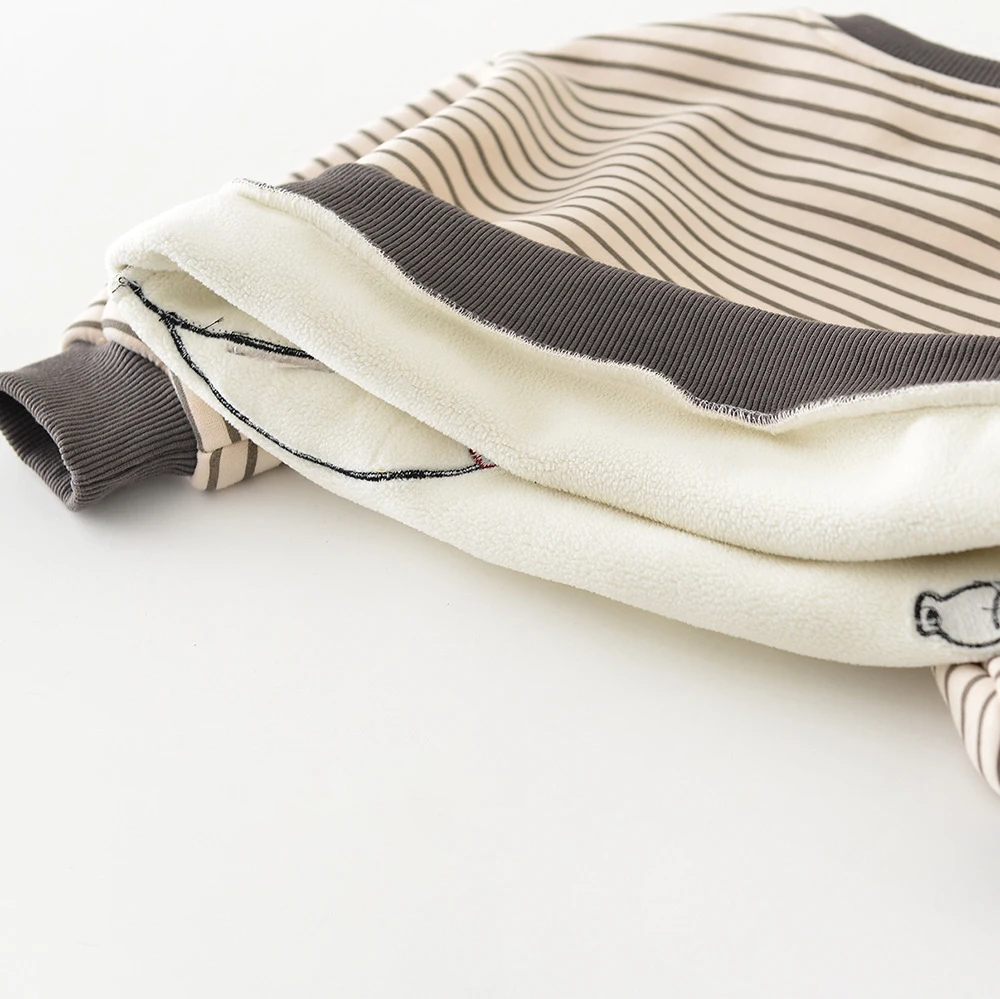 MILANCEL-Conjunto de ropa de invierno para bebé, Sudadera con capucha y pantalones a rayas con dibujos de tiburones de 6M-3Y, traje holgado acolchado de lana para niño pequeño, 2 uds. - imagen 4
