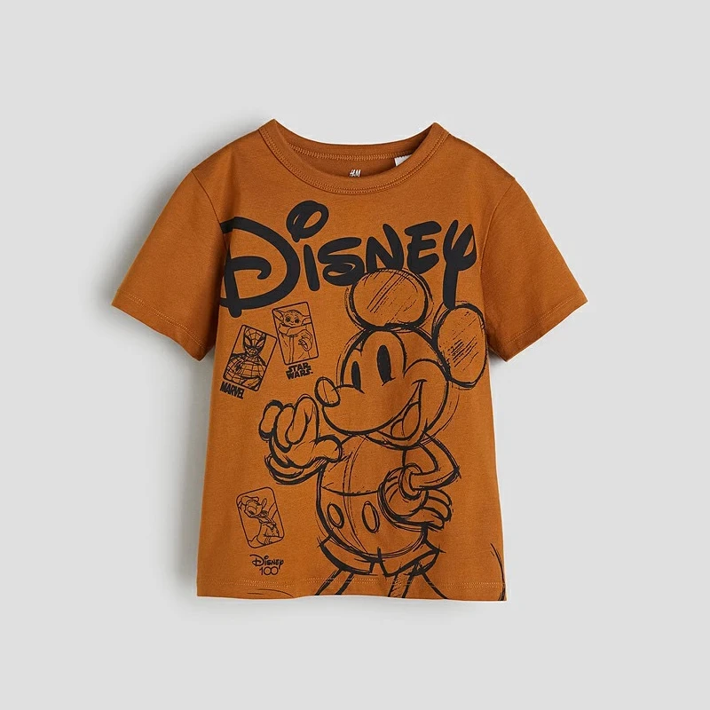 Camisetas de Mickey Mouse, ropa infantil de Disney, ropa de algodón puro, encantadoras camisetas con cuello redondo, moda infantil, manga corta sencilla y versátil - imagen 2