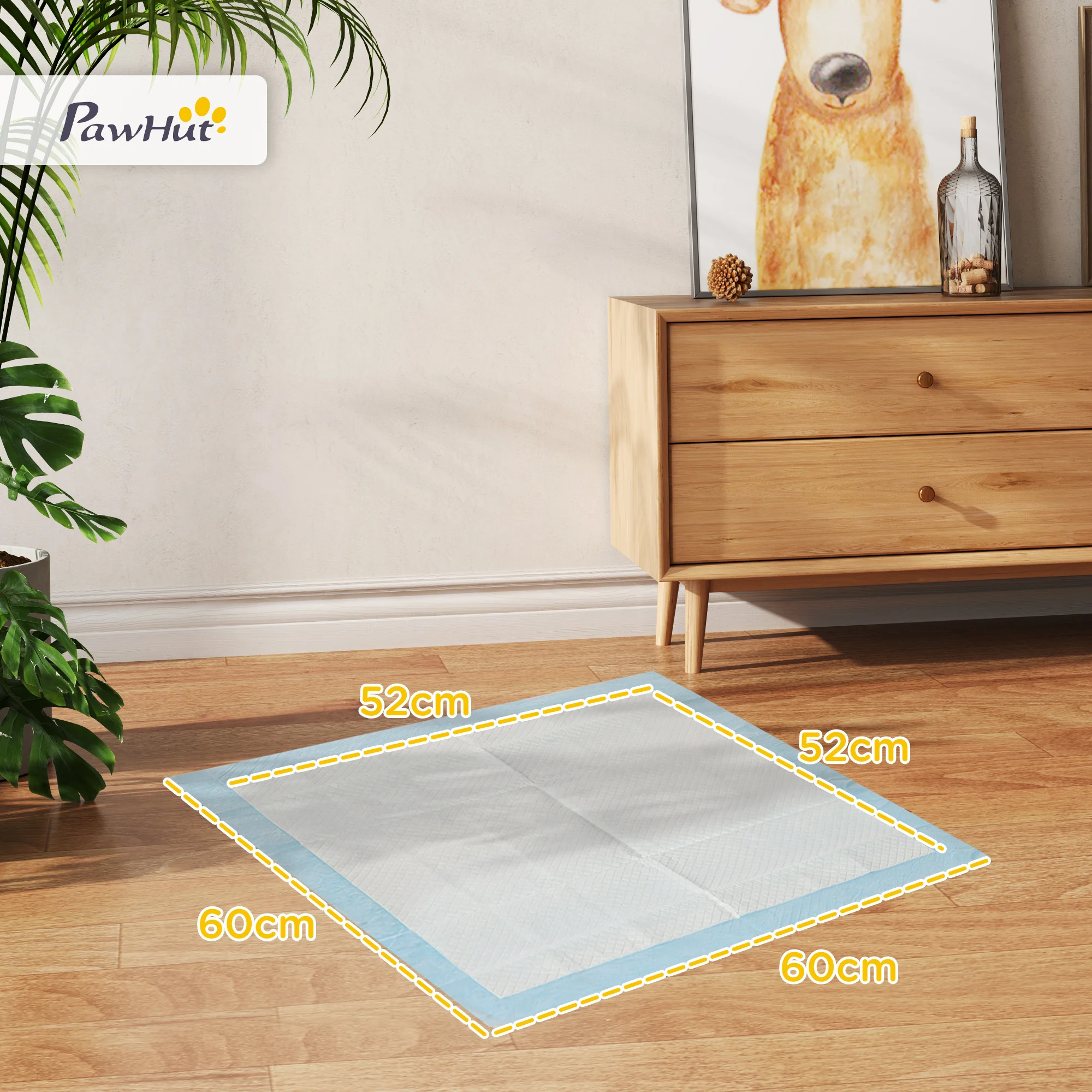 PawHut Empapadores para Perros 80 Unidad 60x60 cm Resguardos para Perros Diseño de 6 Capas con Superficie de Secado Rápido a Prueba de Fugas Azul - imagen 2