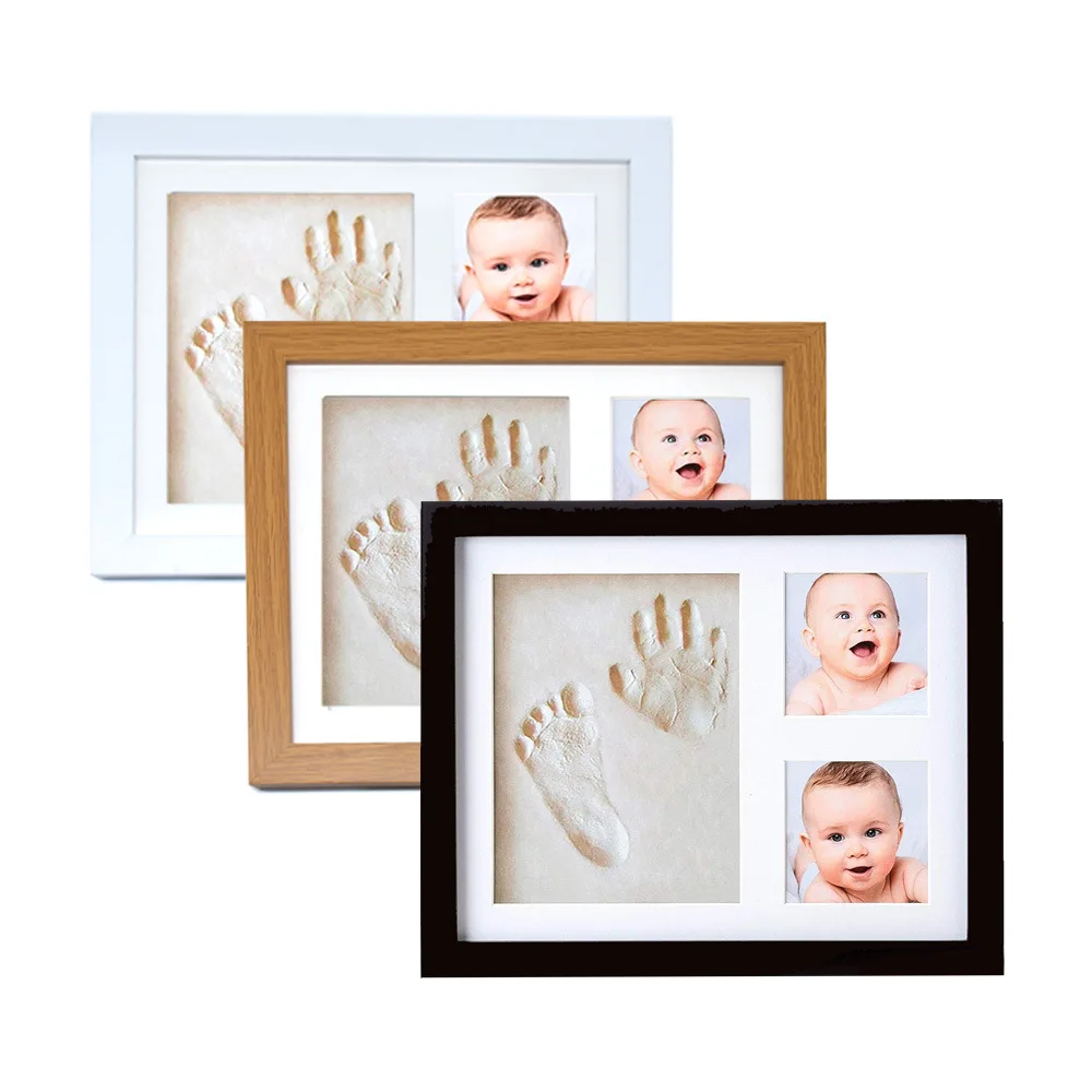 Juego de marcos de fotos con huella de mano y huella de bebé, regalo de recuerdo para recién nacido, exhibición de memoria para decoración del hogar