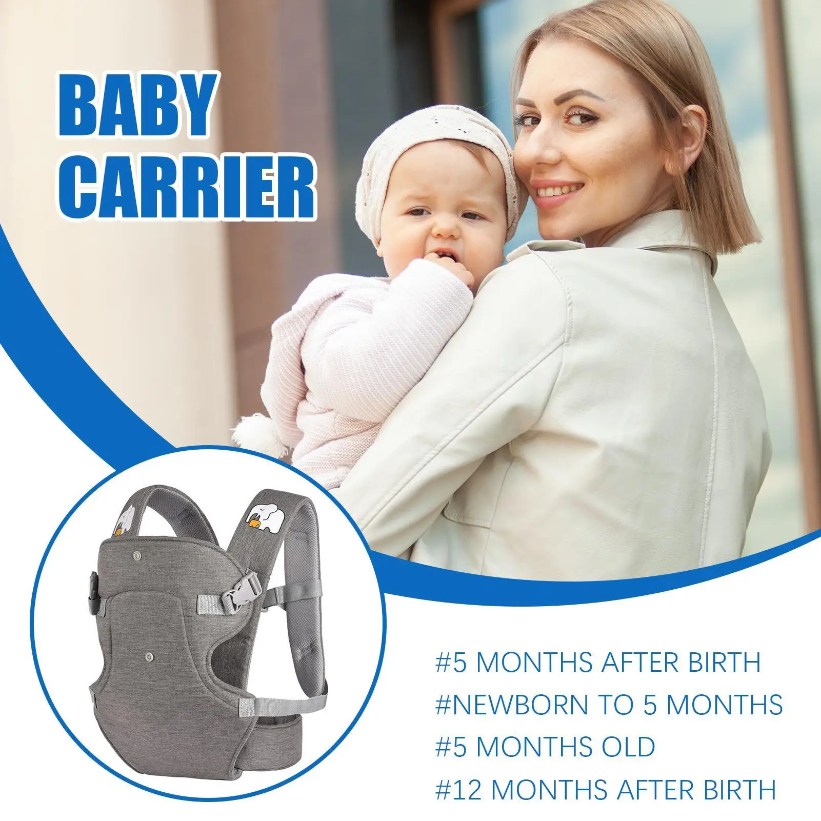 Portabebés portabebés para niños pequeños con asiento de cadera para 9-24 meses, cabestrillo Lumbar ligero y transpirable con asiento de cadera para todos