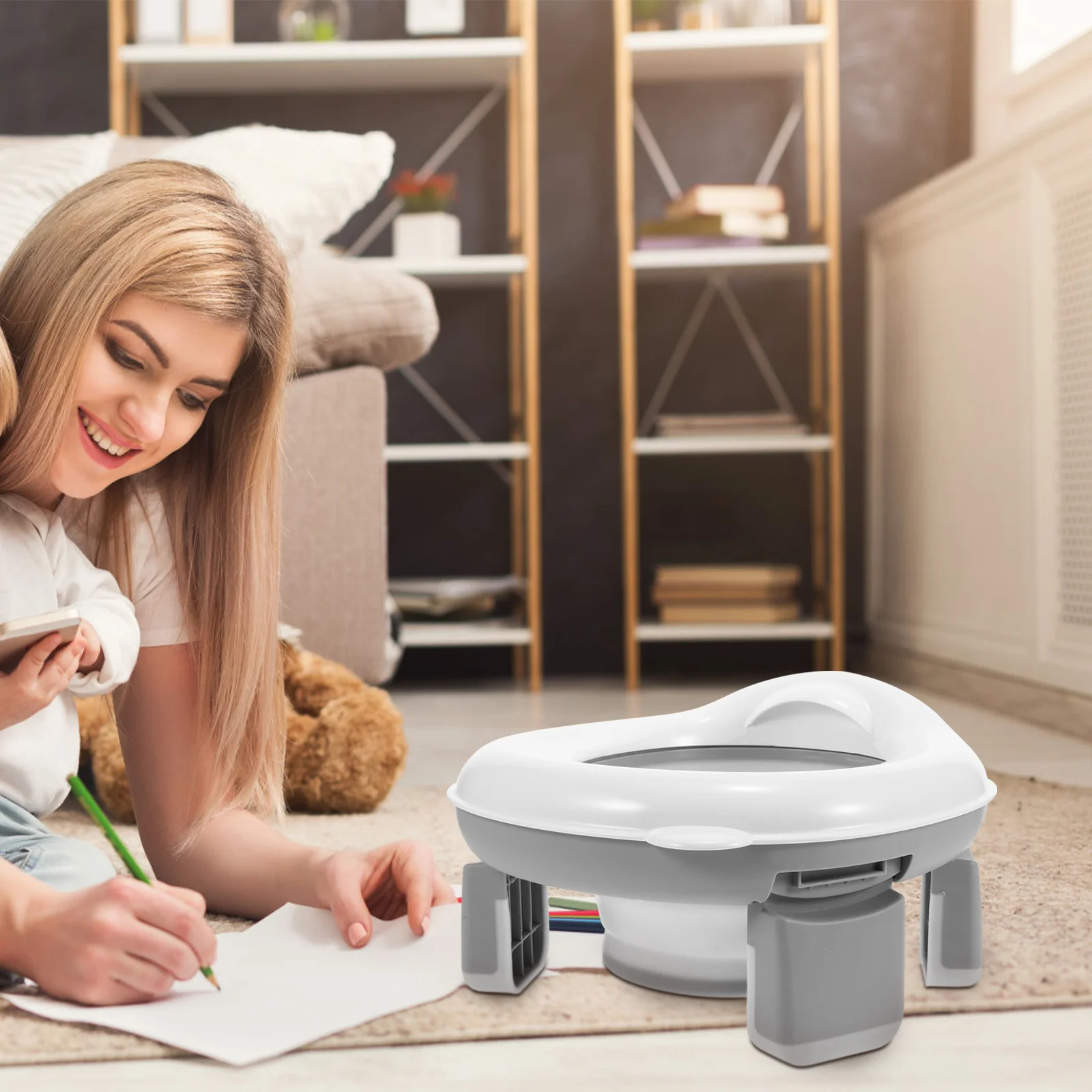 Asiento para orinal plegable portátil, inodoro de viaje para niños, orinal portátil para niños, viaje en coche, Camping, asiento de entrenamiento para inodoro al aire libre - imagen 5