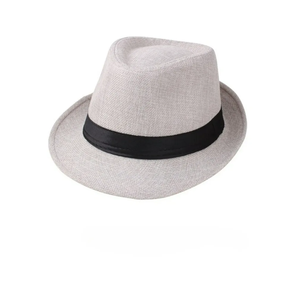 Sombrero de jazz, sombrero de copa de color sólido de lino de estilo británico, sombrero de sol estilo pareja con borde enrollado para hombres y mujeres - imagen 4