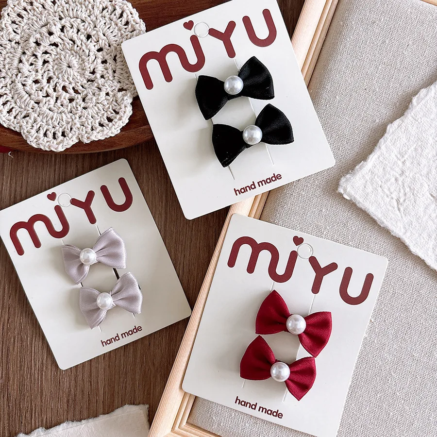 Pinzas para el cabello de mariposa y perlas pequeñas de satén coreano, pinzas para el cabello para niñas, accesorios para el cabello para niñas - imagen 2