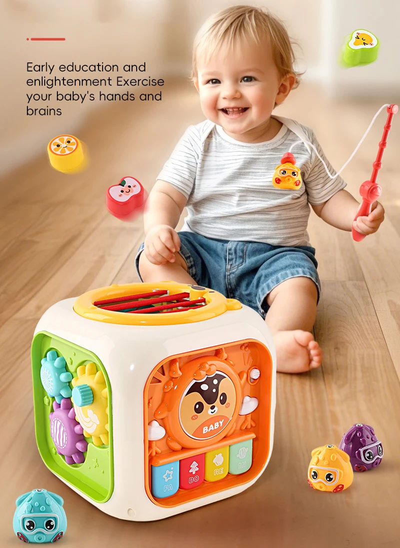 Cubo de actividades con música y luz – Juguete Montessori para bebés - imagen 2