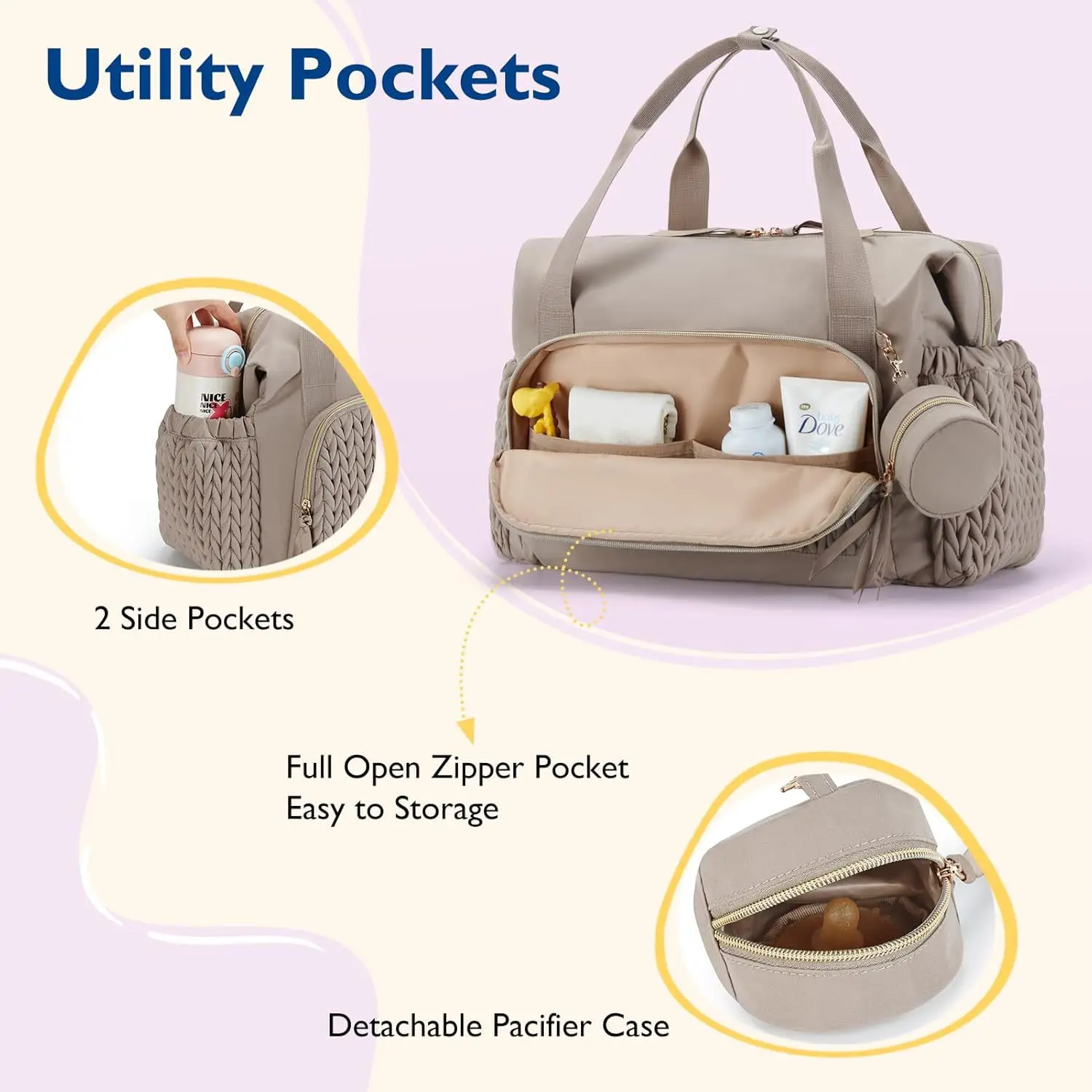 Bolsa de pañales para bebés, bolso de mano de gran capacidad, bolsa de pañales de viaje, bolsa para chupete de maternidad y Hospital, superventas - imagen 3